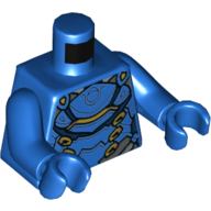 Torso Armor, Dark Blue and Gold Trim Print, Blue Arms and Hands Blue