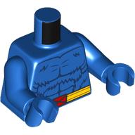 Torso, Dark Blue Fur, Yellow Belt, Red Belt Buckle with X print, Blue Arms and Hands Blue