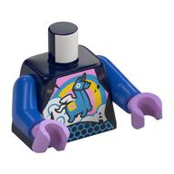 Torso, Dark Azure Unillama (Supply Lama) , Rainbow print, Blue Arms, Medium Lavender Hands Dark Blue