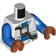 Torso Rebel E-Wing Pilot Suit, Black Hoses, White Pockets print, Blue Arms, Dark Orange Hands Weiß