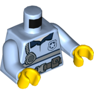 Torso Shirt with Belt with Pouches, Handset and Police Badge / 'POLICE' Belt with Pouches and Radio on Back Print, Bright Light Blue Arms, Yellow Hands Leuchtendes Hellblau