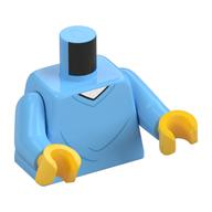 Torso Shirt, White Neck, Hospital Gown Print, Bright Light Blue Arms, Yellow Hands Leuchtendes Hellblau