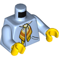 Torso Jacket, White and Orange Tied Neckerchief Print, Bright Light Blue Arms, Yellow Hands Leuchtendes Hellblau