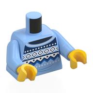 Torso Sweater, Blue, White, and Dark Blue Details Print, Bright Light Blue Arms, Yellow Hands Bright Light Blue