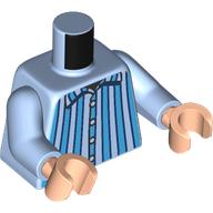 Torso, Dark Azure Striped Pajamas print, Bright Light Blue Arms, Light Nougat Hands Bright Light Blue