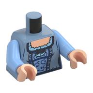 Torso, Dress, Light Nougat Chest, Bright Light Blue Ruffles, Medium Blue Front, Dark Blue Decorations print, Bright Light Blue Arms, Light Nougat Hands Sand Blue