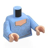 Torso, Silver Decorations print, Bright Light Blue Arms, Light Nougat Hands Bright Light Blue