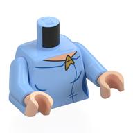 Torso, Star Fleet Uniform, Gold Badge, Light Nougat Neck print, Bright Light Blue Arms, Light Nougat Hands Leuchtendes Hellblau