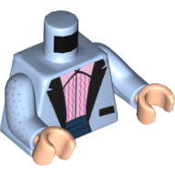 Torso Tuxedo Jacket with Silver Dots, Bright Pink Ruffled Shirt Print (Dick Grayson), Bright Light Blue Arms, Light Nougat Hands Bright Light Blue