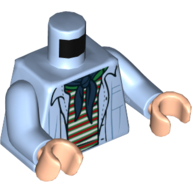 Torso Open Shirt, Blue Neckerchief, Red, Green, and White Striped Shirt Print, Bright Light Blue Arms, Light Nougat Hands Leuchtendes Hellblau