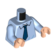 Torso, Shirt, Dark Blue Tie print, Bright Light Blue Arms, Light Nougat Hands Leuchtendes Hellblau