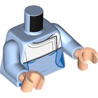 Torso Scrubs, White Medical Robe print, Bright Light Blue Arms, Light Nougat Hands Leuchtendes Hellblau