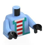 Torso, Pixelated Jacket, Dark Turquoise Trim, White/Red Striped Shirt print, Bright Light Blue Arms, Black Hands Leuchtendes Hellblau