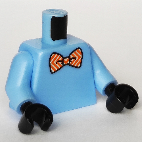 Torso Coral Bow Tie Print, Bright Light Blue Arms, Black Hands Leuchtendes Hellblau