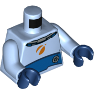 Torso Space Suit, Orange Mars Exploration Logo Print, Bright Light Blue Arms, Dark Blue Hands Bright Light Blue
