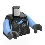 Torso Police Vest, Utility Belt, Silver Police Badge, Radio print, Bright Light Blue Arms, Dark Bluish Gray Hands Schwarz