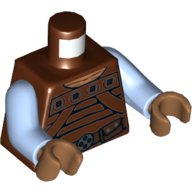 Torso Weequay Leather Armour Print, Bright Light Blue Arms, Medium Nougat Hands Reddish Brown
