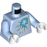 Torso Ice Energy Print, Bright Light Blue Arms, White Hands Leuchtendes Hellblau