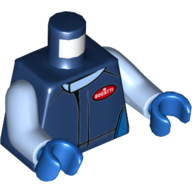 Torso Racing Jacket, Bright Light Blue Collar, Red 'Bugatti' Logo Print, Bright Light Blue Arms, Blue Hands Dunkelblau