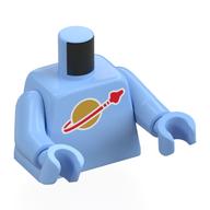 Torso Classic Space Logo Print, Bright Light Blue Arms and Hands Leuchtendes Hellblau