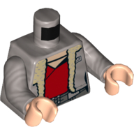 Torso Coat with Tan Fur Trim over Red Undershirt, Belt Print, Flat Silver Arms, Light Nougat Hands Flat Silver