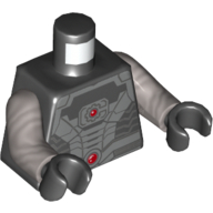 Torso Silver Armor with 2 Red Dots Print (Cyborg), Flat Silver Arms, Black Hands Schwarz