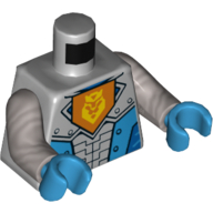 Torso Armor with Orange Emblem with Yellow Crowned Lion and Dark Azure Panels print, Flat Silver Arms, Dark Azure Hands Light Bluish Gray
