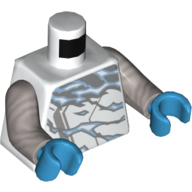 Torso Robe, Azure and White Flames / Energy Print, Flat Silver Arms, Dark Azure Hands in 