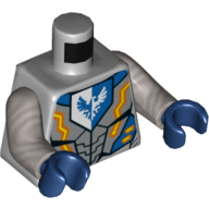 Torso Armor, Blue and White Shield with Falcon, Yellow and Orange Lightning Print, Flat Silver Arms, Dark Blue Hands Hellblaugrau
