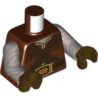 Torso, Robe, Black Trim, Gold Belt Buckle print, Flat Silver Arms, Dark Brown Hands Reddish Brown