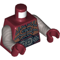 Torso Armor with Belt with Large Silver Buckle and Diamond Print, Flat Silver Arms, Dark Red Hands Dunkelrot