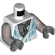 Torso Robe, Medium Azure Decorations, Flat Silver Chest Print, Flat Silver Arms, Dark Bluish Gray Hands White