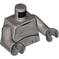 Torso Armor, Gray and Silver Lines Print (Captain Phasma), Flat Silver Arms, Dark Bluish Gray Hands Flat Silver