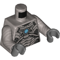 Torso Armor Black and Silver Panels with Medium Blue Circle Print, Flat Silver Arms, Dark Bluish Gray Hands Flat Silver
