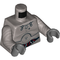 Torso Droid with Plates with Concentric Circles, White, Red, and Blue Wires Print, Flat Silver Arms, Dark Bluish Gray Hands Mattsilber