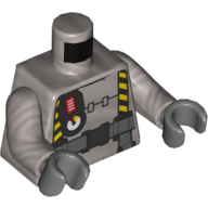 Torso Safety Suit, Belt, Yellow and Black Straps/Suspenders, Geiger Counter/Gauge Print, Flat Silver Arms, Dark Bluish Gray Hands Mattsilber