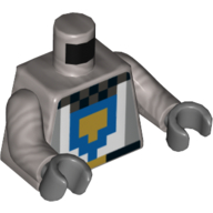 Torso Armor, Pixelated with Gold and Blue Shield Print, Flat Silver Arms, Dark Bluish Gray Hands Mattsilber