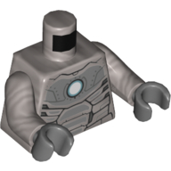 Torso Armor with Dark Bluish Gray Plates and White Circle (Arc Reactor) Print, Flat Silver Arms, Dark Bluish Gray Hands Mattsilber