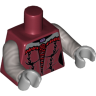 Torso Laced Corset with Red Frills, Pendant Print, Flat Silver Arms, Light Bluish Gray Hands Dark Red