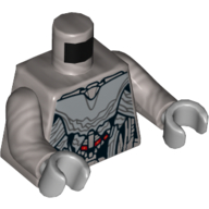 Torso Silver Armor with Red Spots Print (Ultimate Ultron), Flat Silver Arms, Light Bluish Gray Hands Flat Silver