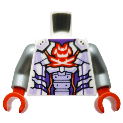 Torso, Red Samurai, Swords, Dark Purple/Lavender Armor print, Flat Silver Arms, Red Hands Weiß