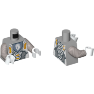 Torso Armor with Orange and Gold Circuitry and Sand Blue Emblem with Gray Horse Head Print, Flat Silver Arms, White Hands Hellblaugrau