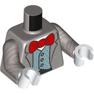 Torso Jacket, Silver Blue Jacket, White Shirt, Red Bow Tie print, Flat Silver Arms, White Hands Flat Silver