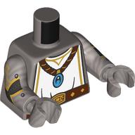 Torso, White Tabard, Gold Trim, Reddish Brown Necklace, Azure Pendants, Belt, Flask On Back print, Flat Silver Arms and Hands Mattsilber