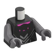 Torso Armor, Black and Silver Panels, Dark Pink Chest print, Flat Silver Arms and Hands Perltitan