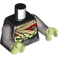 Torso, Tan Wrappings, Red Armor, Yellowish Green Ribcage, Silver Belt with Skull print , Flat Silver Arms, Yellowish Green Hand Schwarz