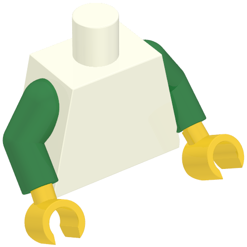 Torso, Green Arms, Yellow Hands [Plain] White