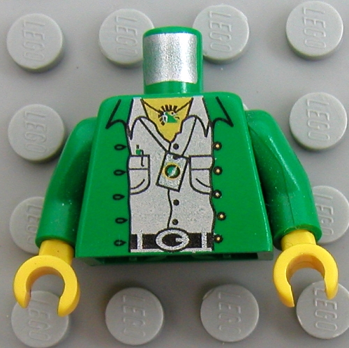 Torso Jacket, White Shirt, and Necklace Print, Green Arms, Yellow Hands Green