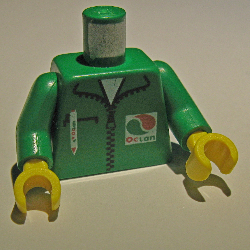 Torso Octan Logo Jacket with Pen Print, Green Arms, Yellow Hands Green