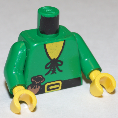 Torso Forestman Tie Shirt and Purse Print, Green Arms, Yellow Hands Green